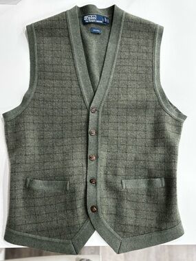 Ralph Lauren Polo Olive Green 100% Wool Vest